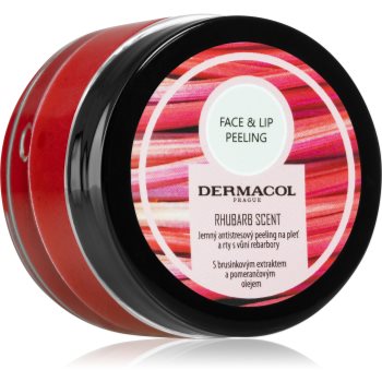 Dermacol Face & Lip Peeling Rhubarb exfoliant din zahar buze si obraz