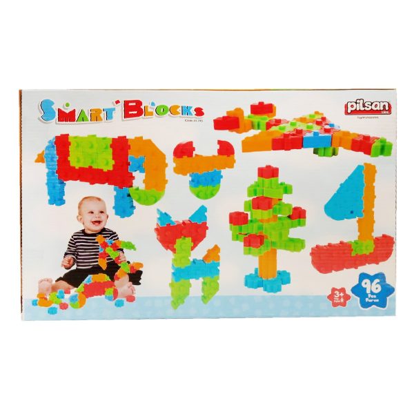 Set de joaca, cutie cu blocuri de construit, Smart, Pilsan, 96 piese