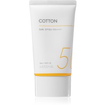 Missha All Around Safe Block Cotton Sun cremă cu protecție solară 50+ pentru piele sensibila si alergica