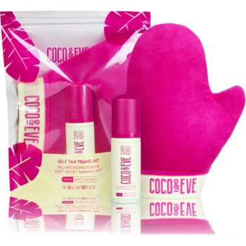 Coco & Eve Sunny Honey Ultimate Glow Travel Kit spumă auto-bronzantă cu mănușă aplicatoare