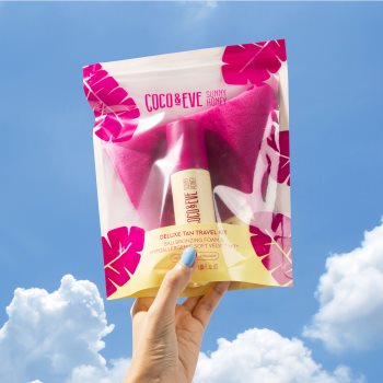 Coco & Eve Sunny Honey Ultimate Glow Travel Kit spumă auto-bronzantă cu mănușă aplicatoare