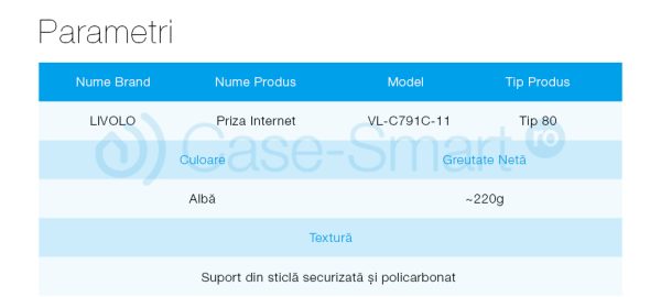 Priza internet Livolo cu rama din sticla