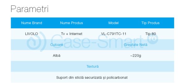 Priza dubla Telefon + Priza internet Livolo cu rama din sticla