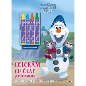 Disney, Regatul de gheata, Sarbatori cu Olaf, Coloram cu Olaf si prietenii lui, Contine 4 creioane cerate, Reeditare