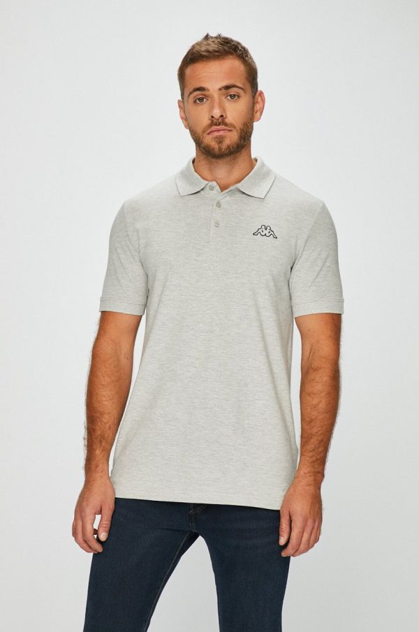 Kappa Polo de bumbac culoarea gri, cu imprimeu