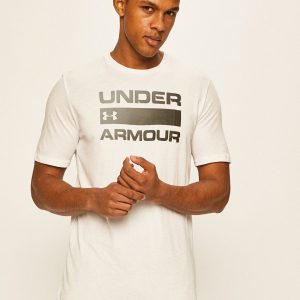 Under Armour tricou barbati, culoarea alb, cu imprimeu