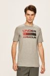 Under Armour tricou barbati, culoarea gri, cu imprimeu