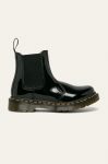 Dr. Martens ghete chelsea de piele 2976 femei, culoarea negru, cu toc plat 25278001-Black