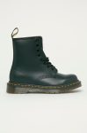 Dr. Martens bocanci de piele 1460 femei, culoarea albastru marin, cu toc plat