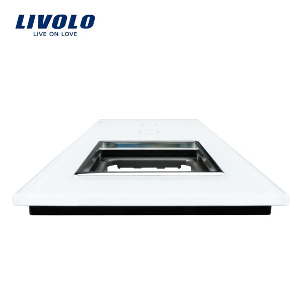 Panou intrerupator dublu cu touch + priza simpla Livolo din sticla