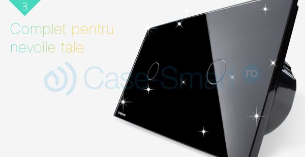 Panou intrerupator simplu+simplu cu touch Livolo din sticla