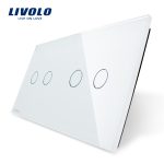 Panou intrerupator dublu+dublu cu touch Livolo din sticla