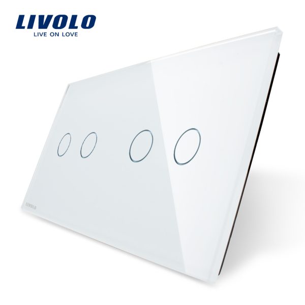 Panou intrerupator dublu+dublu cu touch Livolo din sticla