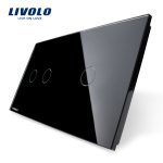 Panou intrerupator dublu + simplu cu touch Livolo din sticla