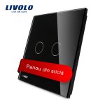 Panou intrerupator dublu cu touch Livolo din sticla