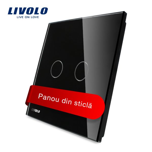 Panou intrerupator dublu cu touch Livolo din sticla