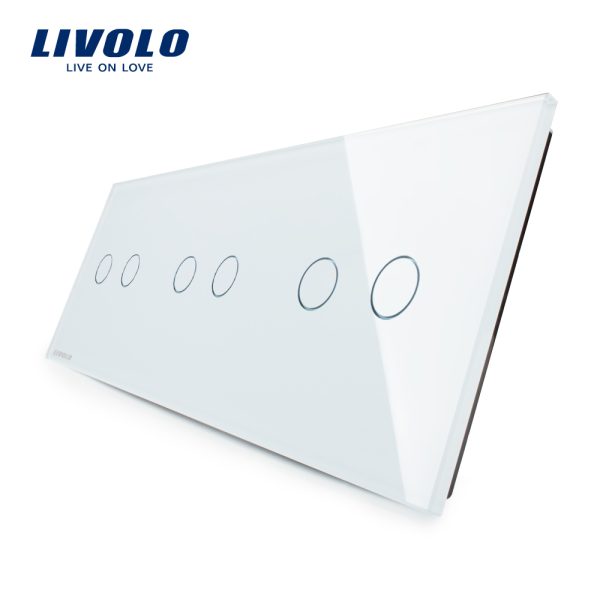 Panou intrerupator dublu+dublu+dublu cu touch Livolo din sticla