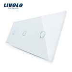 Panou intrerupator simplu+simplu+simplu cu touch Livolo din sticla