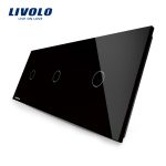 Panou intrerupator simplu+simplu+simplu cu touch Livolo din sticla
