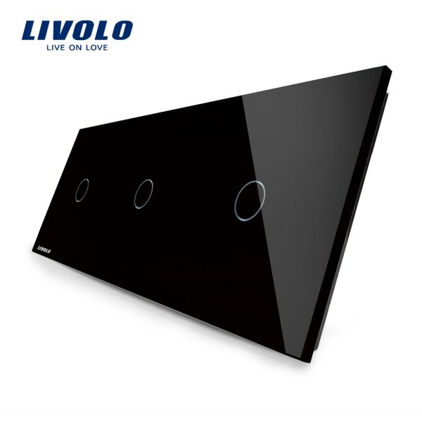 Panou intrerupator simplu+simplu+simplu cu touch Livolo din sticla