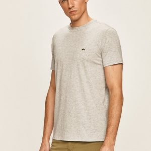 Lacoste tricou din bumbac culoarea gri, neted