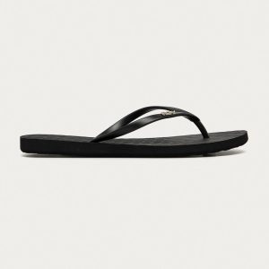 Roxy Șlapi femei, culoarea negru, cu toc plat