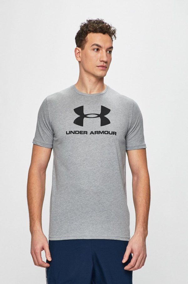 Under Armour tricou 1329590 culoarea gri, cu imprimeu 1329590-100