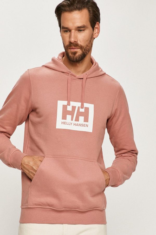 Helly Hansen hanorac de bumbac culoarea roz, cu imprimeu 53289-597