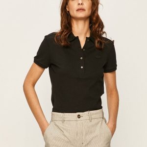 Lacoste tricou femei, culoarea negru, cu guler PF5462-001