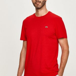 Lacoste tricou din bumbac culoarea rosu, neted TH2038-166