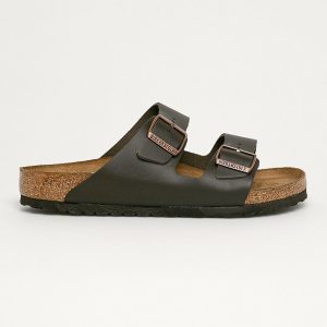 Birkenstock slapi de piele Arizona barbati, culoarea maro, 51101