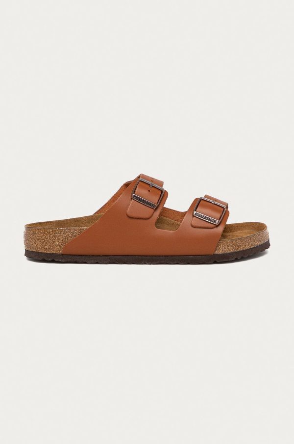 Birkenstock slapi de piele Arizona barbati, culoarea maro