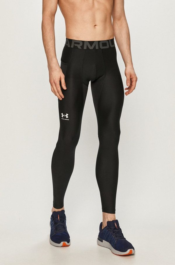 Under Armour leggins de antrenament barbati, culoarea negru, neted