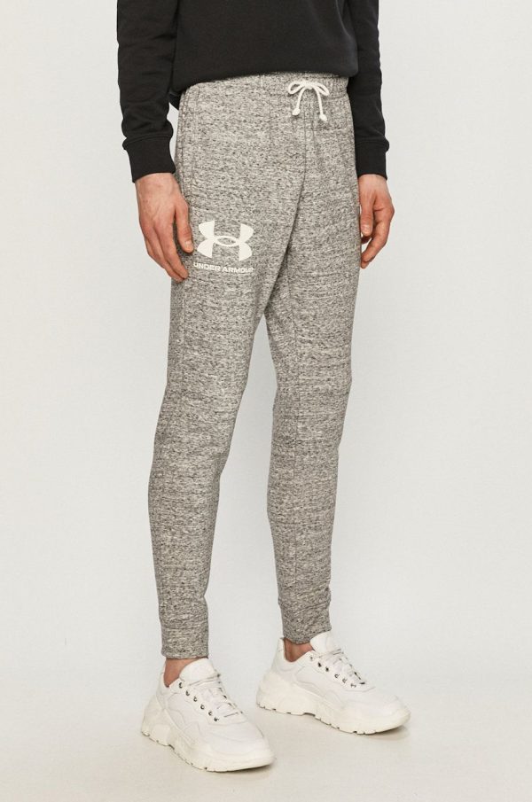 Under Armour pantaloni barbati, culoarea gri, neted 1361642-001