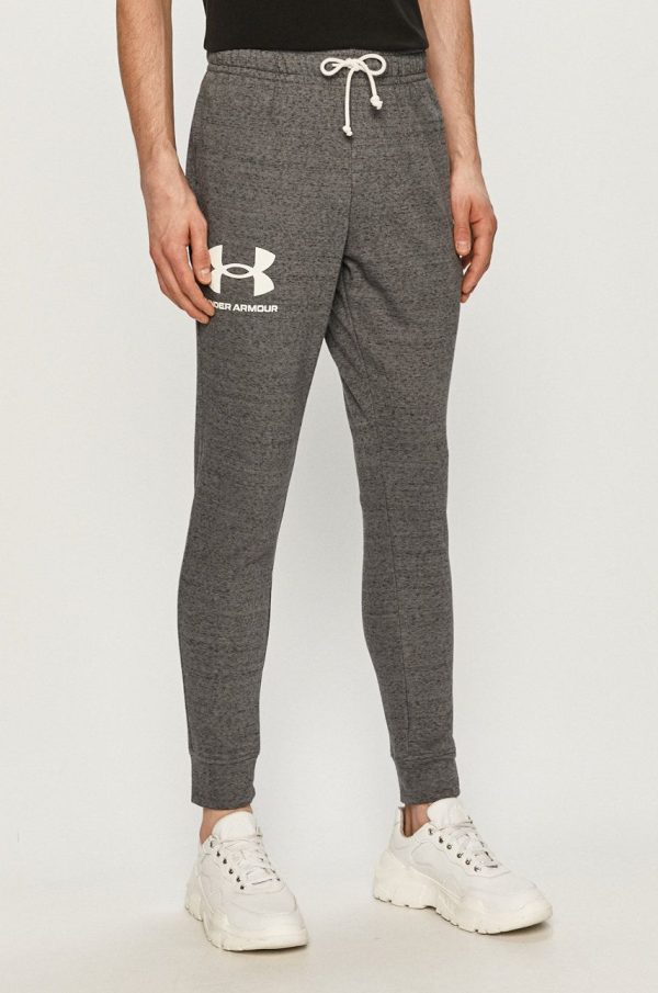 Under Armour pantaloni barbati, culoarea gri, neted 1361642-001