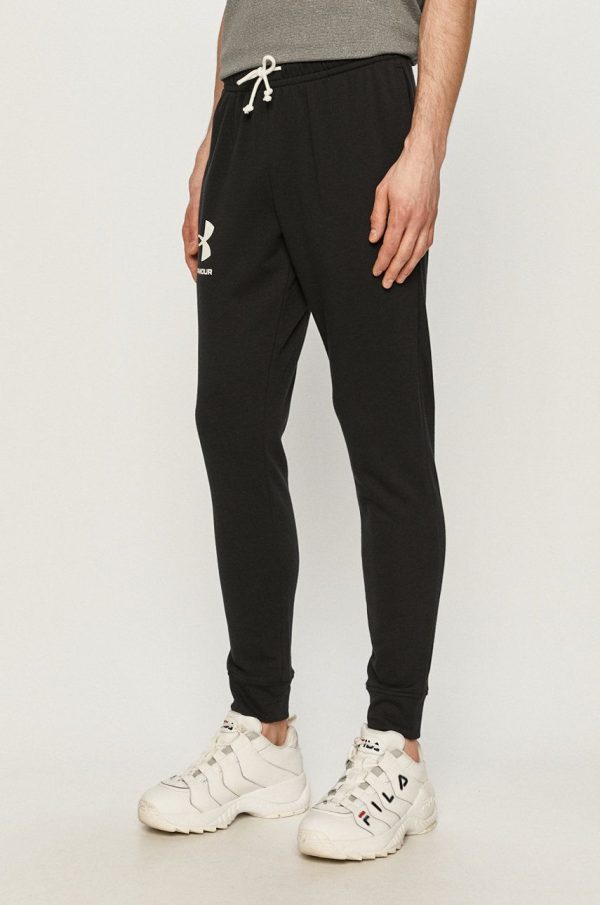 Under Armour pantaloni barbati, culoarea negru, neted 1361642-001