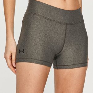 Under Armour pantaloni scurti femei, culoarea gri, neted, high waist