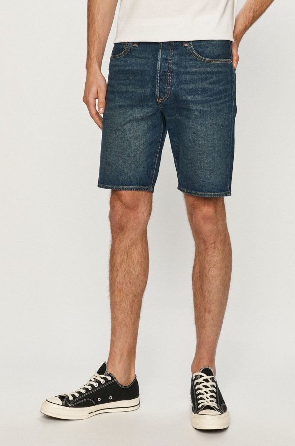 Levi's Pantaloni scurți jeans bărbați, culoarea albastru marin 36512.0139-MedIndigoF