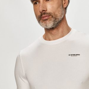 G-Star Raw tricou barbati, culoarea alb, neted