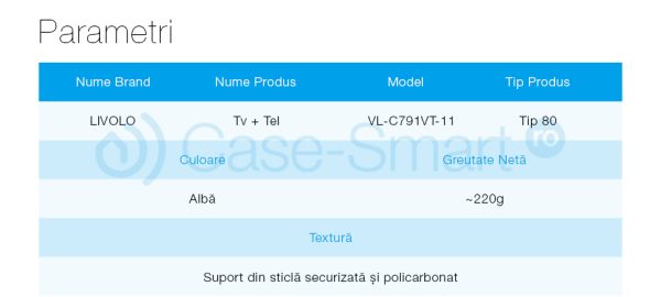 Priza dubla TV + Telefon Livolo cu rama din sticla