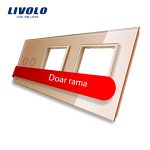 Panou intrerupator dublu cu touch si 2 prize Livolo din sticla