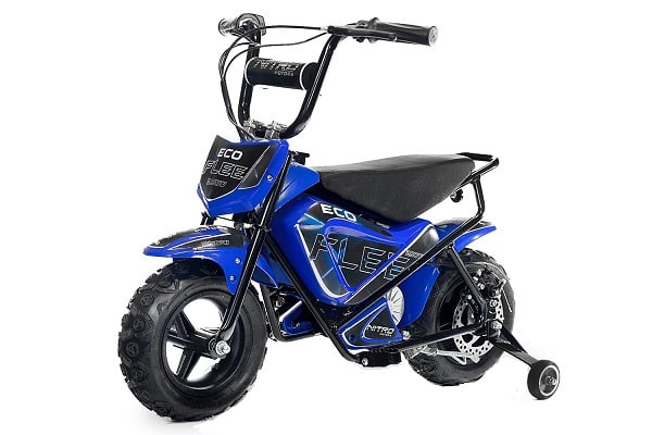 Mini Motocicleta electrica cu roti ajutatore, NITRO ECO Flee 300W 24V, culoare Albastru