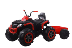 ATV electric + Remorca, Kinderauto Offroad 70W 12V cu scaun tapitat, culoare Rosu