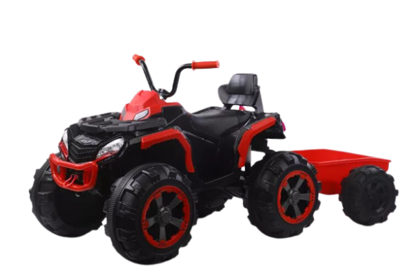 ATV electric + Remorca, Kinderauto Offroad 70W 12V cu scaun tapitat, culoare Rosu