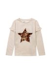 Bluza cu maneca lunga volane, Star, Minoti, bej
