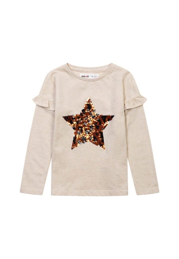 Bluza cu maneca lunga volane, Star, Minoti, bej