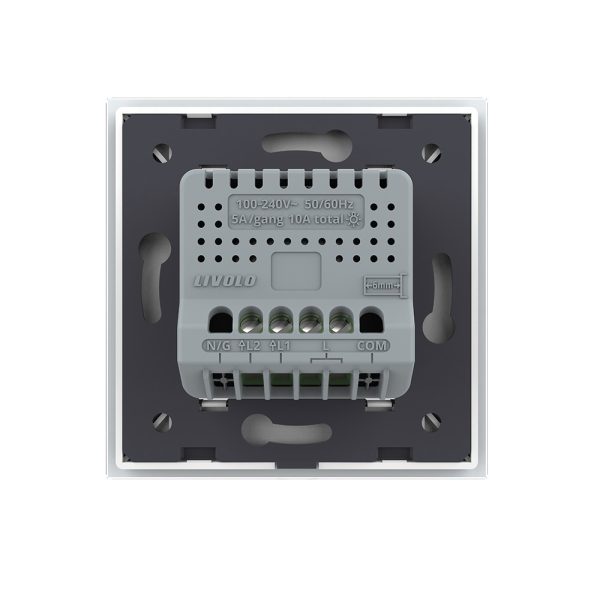 Intrerupatorul Dublu cu Touch LIVOLO cu Rama Din Sticla, Protocol Zigbee, Alb