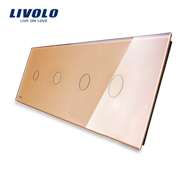 Panou 4 intrerupatoare simple cu touch Livolo din sticla