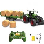 Tractor de ferma RC cu telecomanda, remorca pentru transport baloti cu fan inclusa, scara 1:16, 2.4GHz RTR