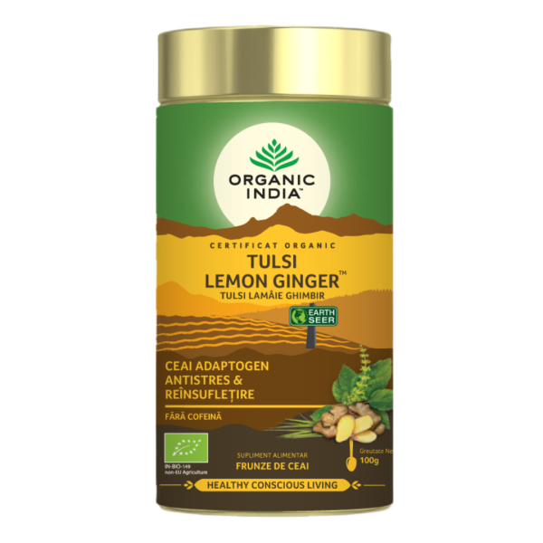 Ceai Bio Lamaie si Ghimbir Tulsi, 100 g, Organic India